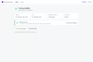 Measured tracking health — never a hardcoded green check.
