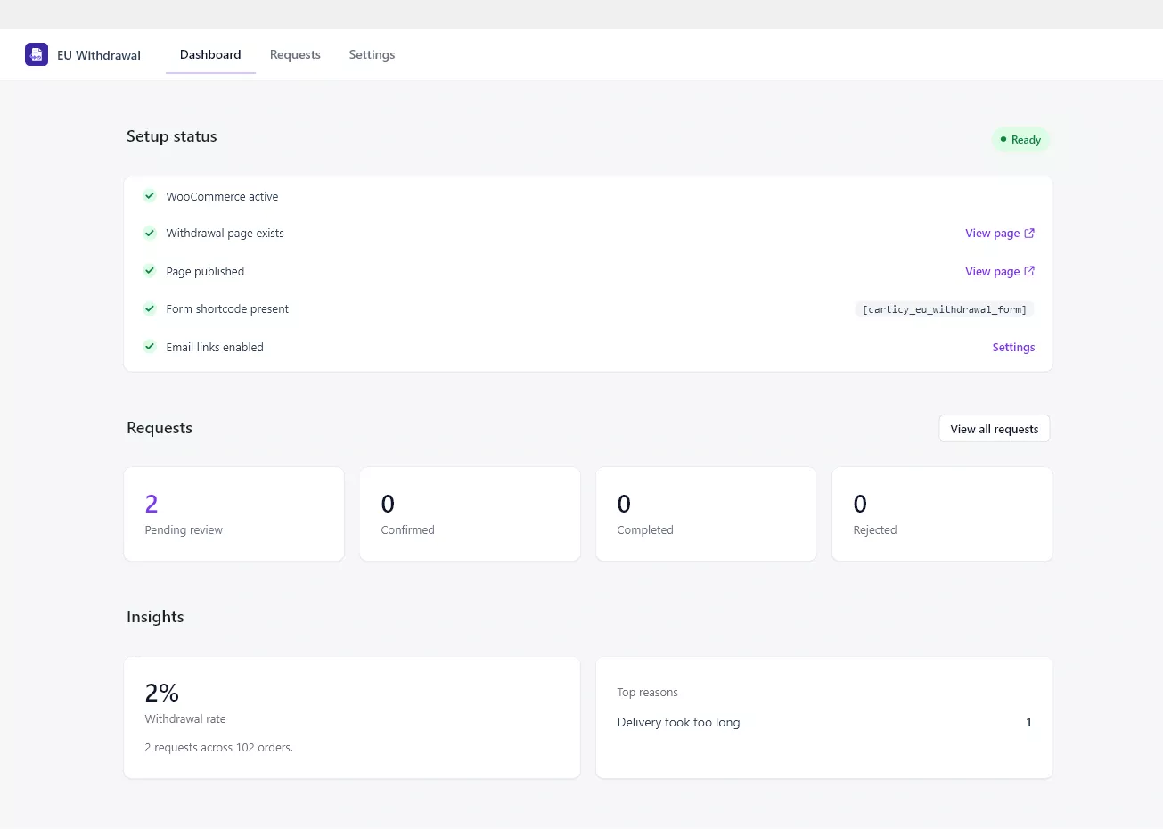 EU Withdrawal Button & Widerruf Form for WooCommerce