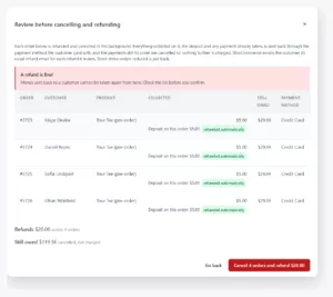Cancel a campaign: every refund named, order by order, before you confirm once.